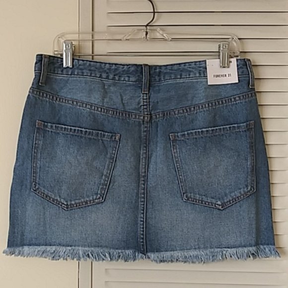 Forever 21 Distressed Denim Skirt - Picture 2 of 3